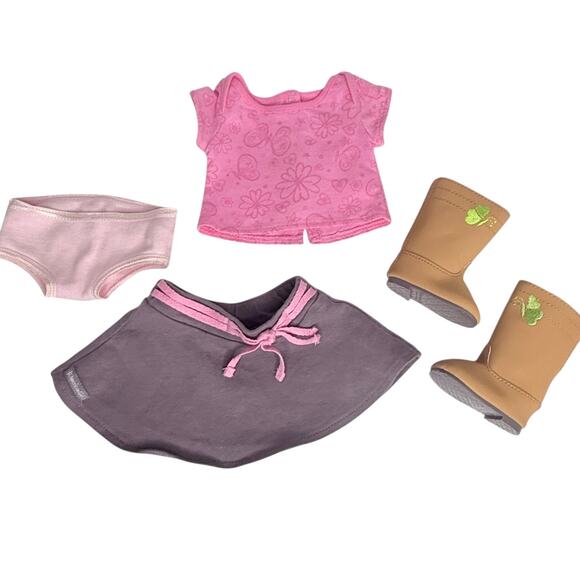 American Girl Meet Outfit True Spirit Flower Top Skirt Butterfly Boots Panty Vtg - Picture 10 of 10